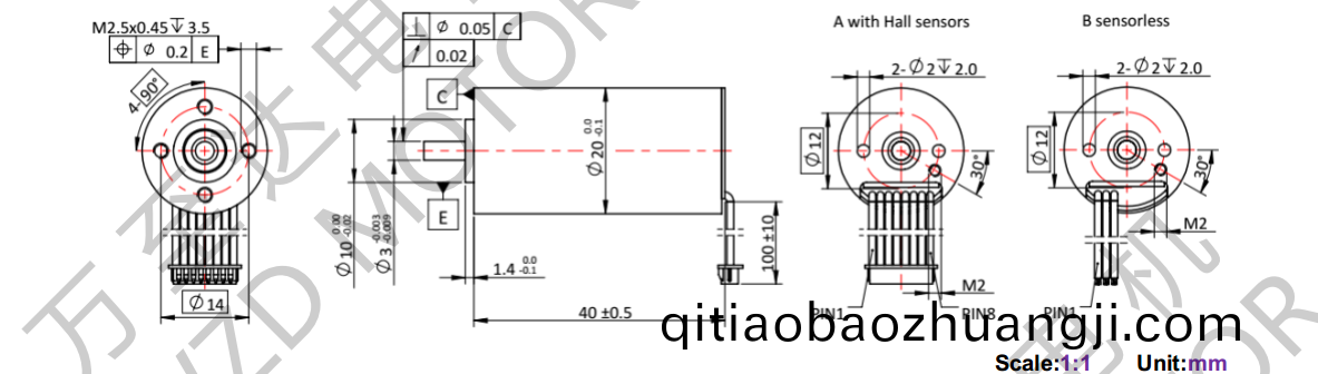 OT-ECS2040無槽無刷(shua)直(zhi)流電(dian)機-空(kong)心(xin)桮電機-萬(wan)至(zhi)達(da)電機