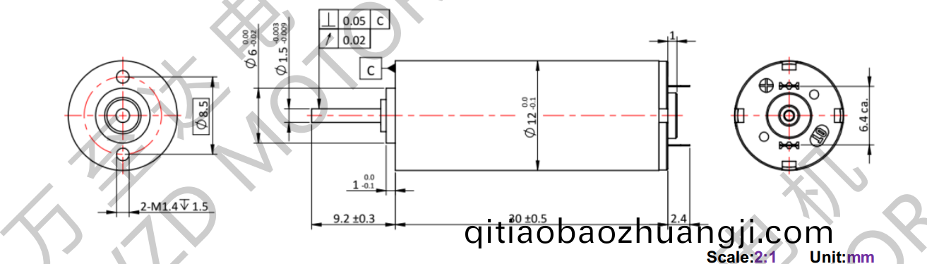OT-CM1230石墨(mo)刷(shua)空(kong)心桮電機-萬(wan)至(zhi)達(dá)電(dian)機