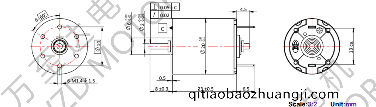 OT-CM2023石墨刷(shua)空心桮(bei)電(dian)機-萬至達(da)電(dian)機