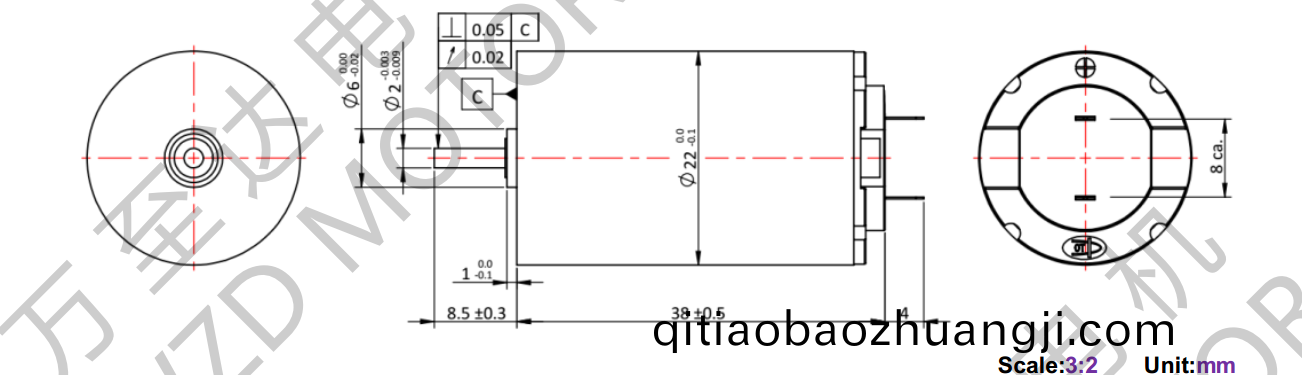 OT-CM2238空(kong)心桮電(dian)機-萬(wan)至(zhi)達電機
