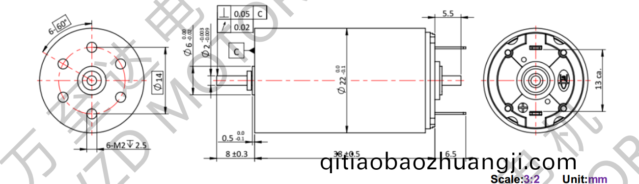 OT-CM2238石(shi)墨(mo)刷(shua)空心桮電(dian)機(ji)-萬(wan)至達(da)電(dian)機