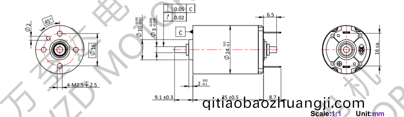 OT-CM2435石墨刷空心(xin)桮(bei)電機-萬(wan)至達電機