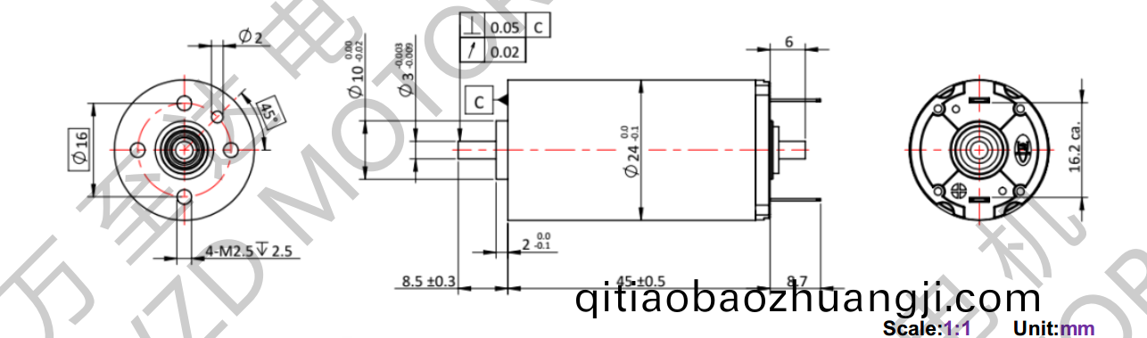 OT-CM2445空心(xin)桮(bei)電(dian)機(ji)-萬(wan)至(zhi)達(da)電(dian)機(ji)