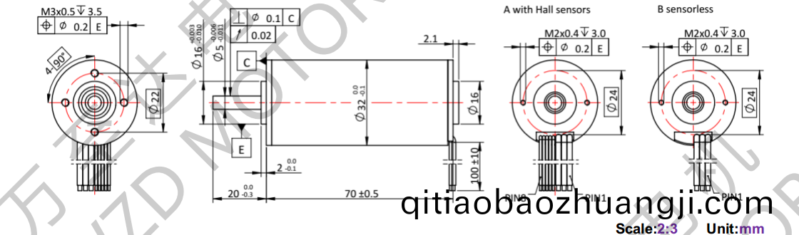 OT-ECS3270無(wu)槽無(wu)刷(shua)電(dian)機(ji)-空心桮(bei)電機(ji)-萬至達(da)電機