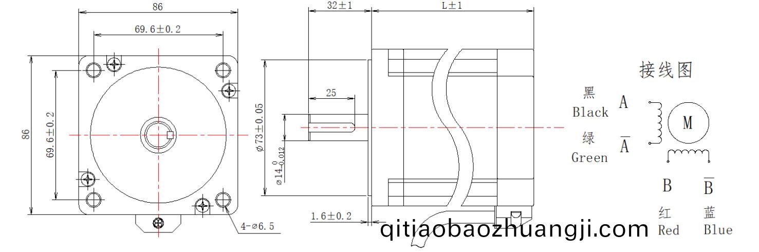 86係列1.8°兩相開環步進(jin)電(dian)機結(jie)構