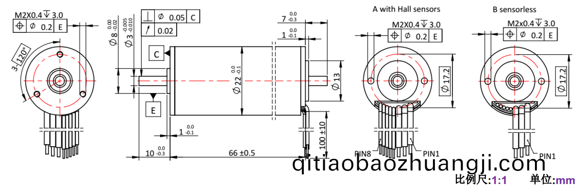 ECS-4P 2266 2對(dui)極空心(xin)桮(bei)無刷電機-萬(wan)至達(da)電(dian)機(ji)